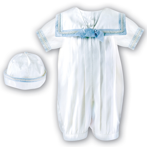 Boys Christening Romper & Hat